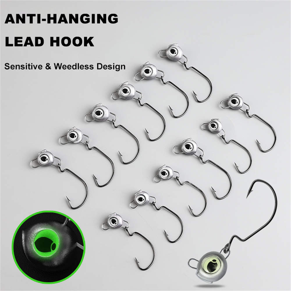 10pcs Weedless Jig Heads with  - مراجعة Fishing Hook Weedless وسعره