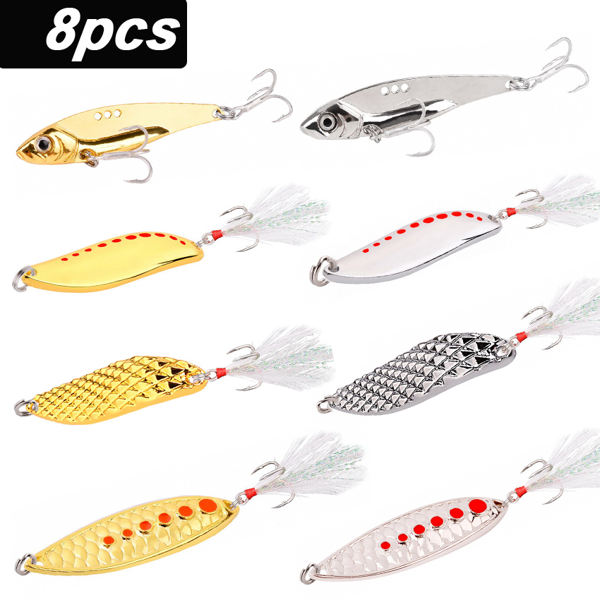 8PCS/Set Lure Metal Spinner Sp - مراجعة Fishing Hook Treble وسعره