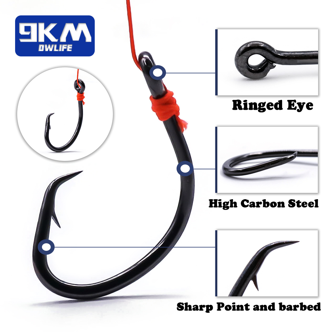 9KM Circle Hooks 25~50Pcs Salt - مراجعة Fishing Hook Circle وسعره