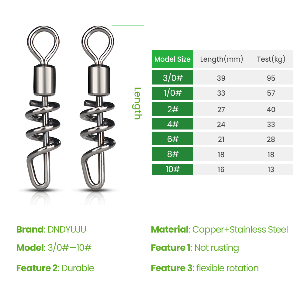 DNDYUJU 10PCS/lot Rolling swiv - مراجعة Fishing Hook Stainless Steel وسعره