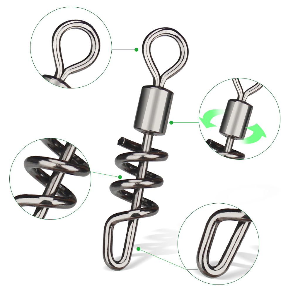 DNDYUJU 10PCS/lot Rolling swiv - مراجعة Fishing Hook Stainless Steel وسعره