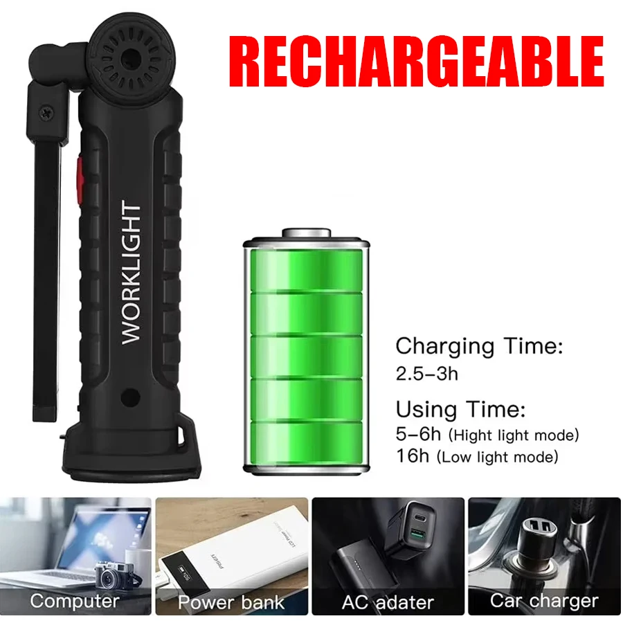 Rechargeable Magnetic Work Lig - مراجعة Fishing Hook وسعره