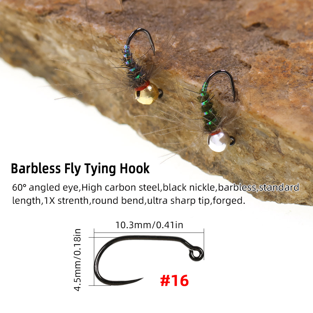 4pcs #16 Tungsten Beadhead CDC - مراجعة Fishing Hook Barbless وسعره
