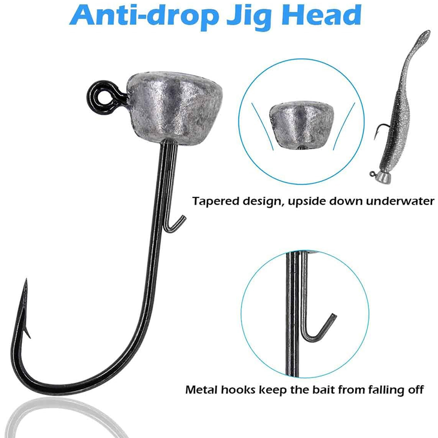 Mushroom Head Fishing Rigs Jig - مراجعة Fishing Hook Weedless وسعره