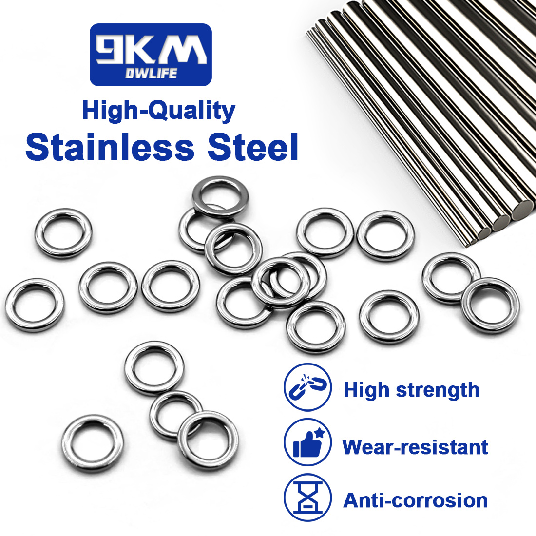 9KM Solid Ring Fishing 50pcs S - مراجعة Fishing Hook Jig وسعره