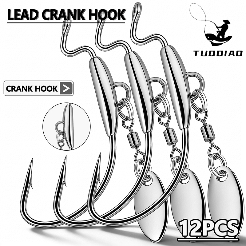[TUODIAO]Crank Hook Jig Heads  - مراجعة Fishing Hook Weedless وسعره