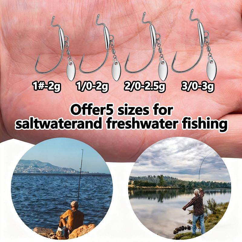 [TUODIAO]Crank Hook Jig Heads  - مراجعة Fishing Hook Weedless وسعره