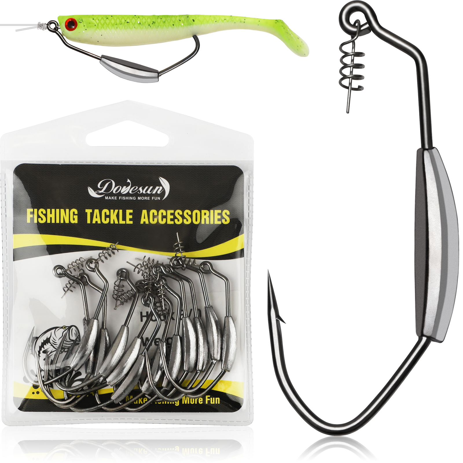 Dovesun 12PCS Weighted Swimbai - مراجعة Fishing Hook Weedless وسعره
