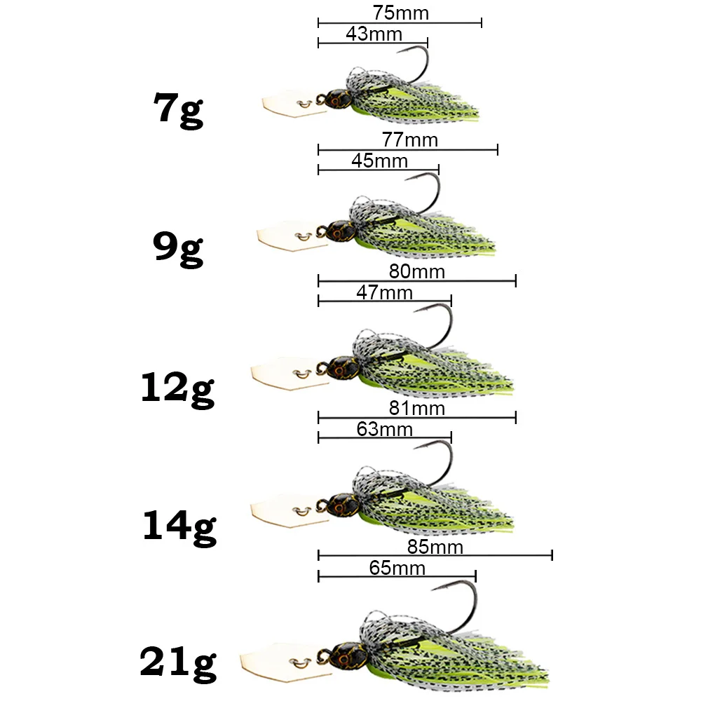 Spinner Bait 7g/9g/12g/14g/21g - مراجعة Fishing Hook Weedless وسعره