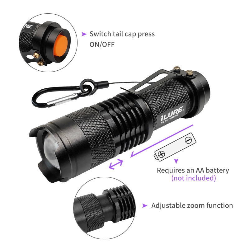 Mini UV Flashlight 395nm Ultra - مراجعة Fishing Hook Jig وسعره