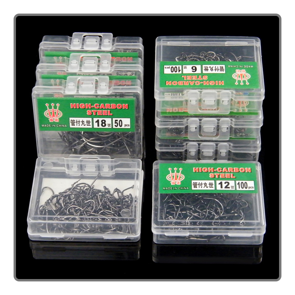 40-100Pcs per box Boxed fishho - مراجعة Fishing Hook Barbless وسعره