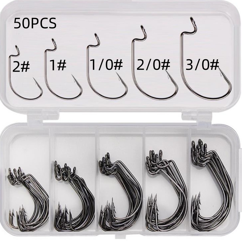 50Pcs/Box High Carbon Steel Fi - مراجعة Fishing Hook Stainless Steel وسعره