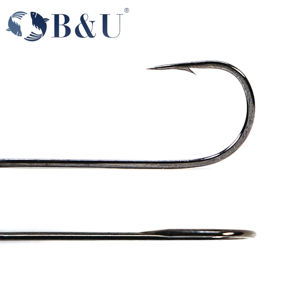 B&U 20pcs Fishing hook big eye - مراجعة Fishing Hook Barbless وسعره