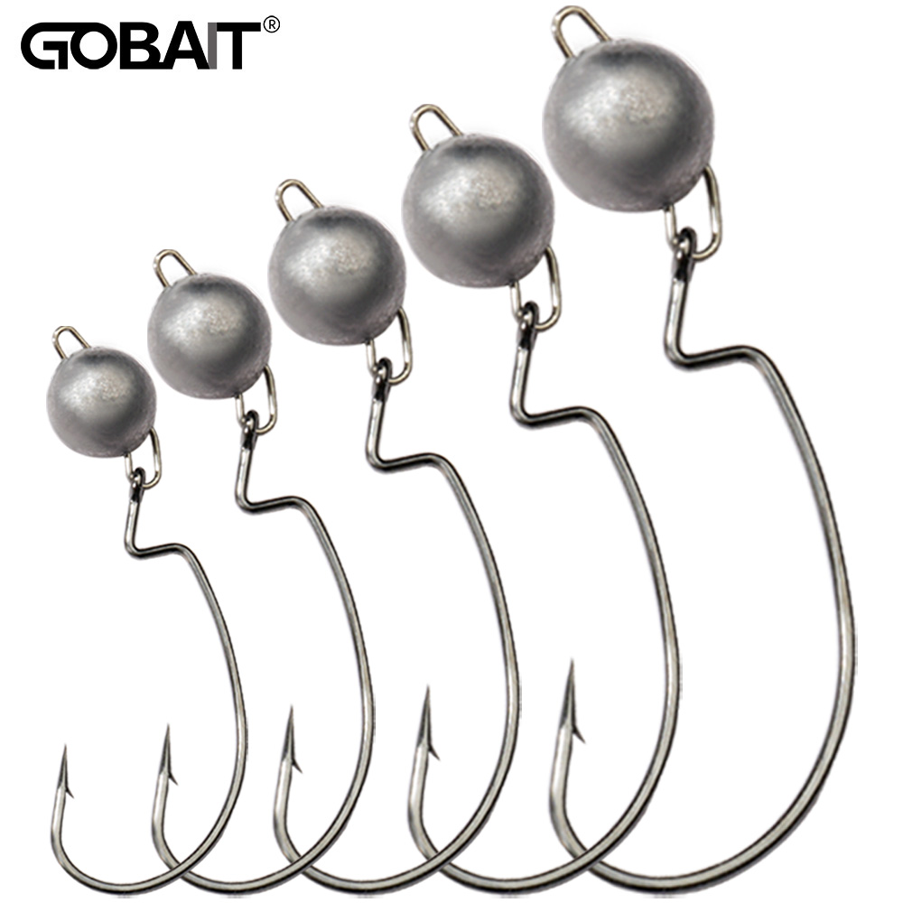 5Pcs Metal Jig Head Worm Hooks - مراجعة Fishing Hook Weedless وسعره