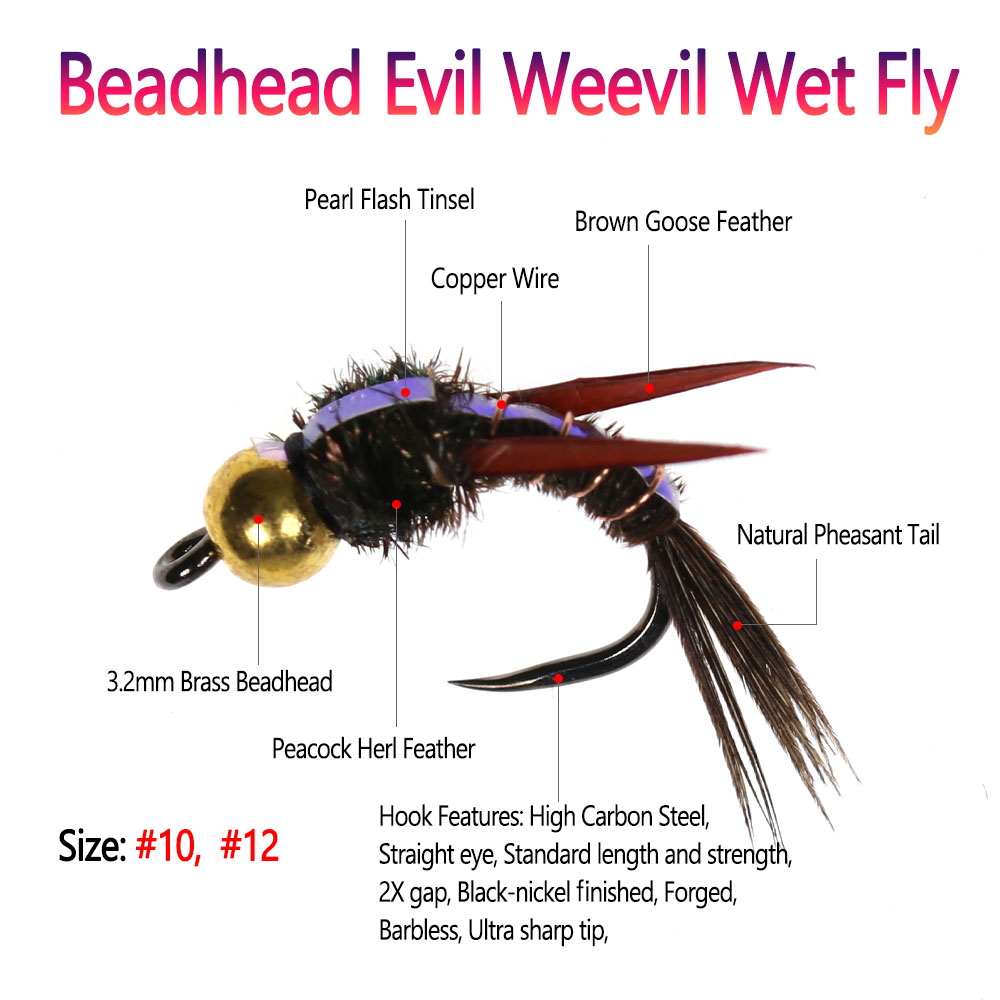 Bimoo 8pcs Brass Beadhead Evil - مراجعة Fishing Hook Barbless وسعره