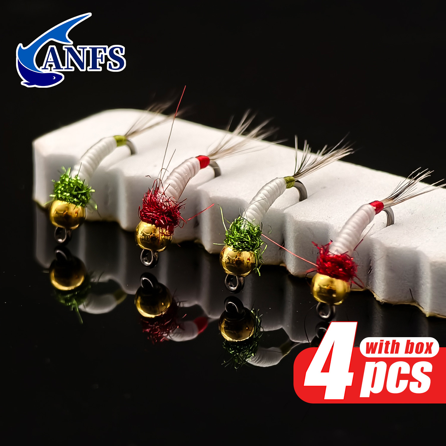 ANFS 4pcs Midge Nymph Flies As - مراجعة Fishing Hook Assortment وسعره